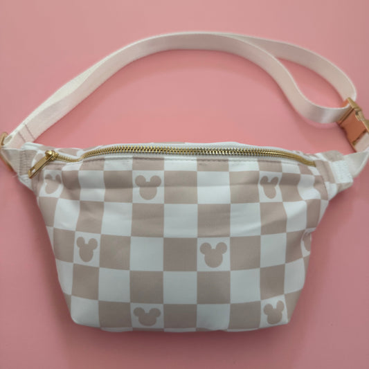 Mickey Mouse Cream Checked Bum Bag / Crossbody Bag