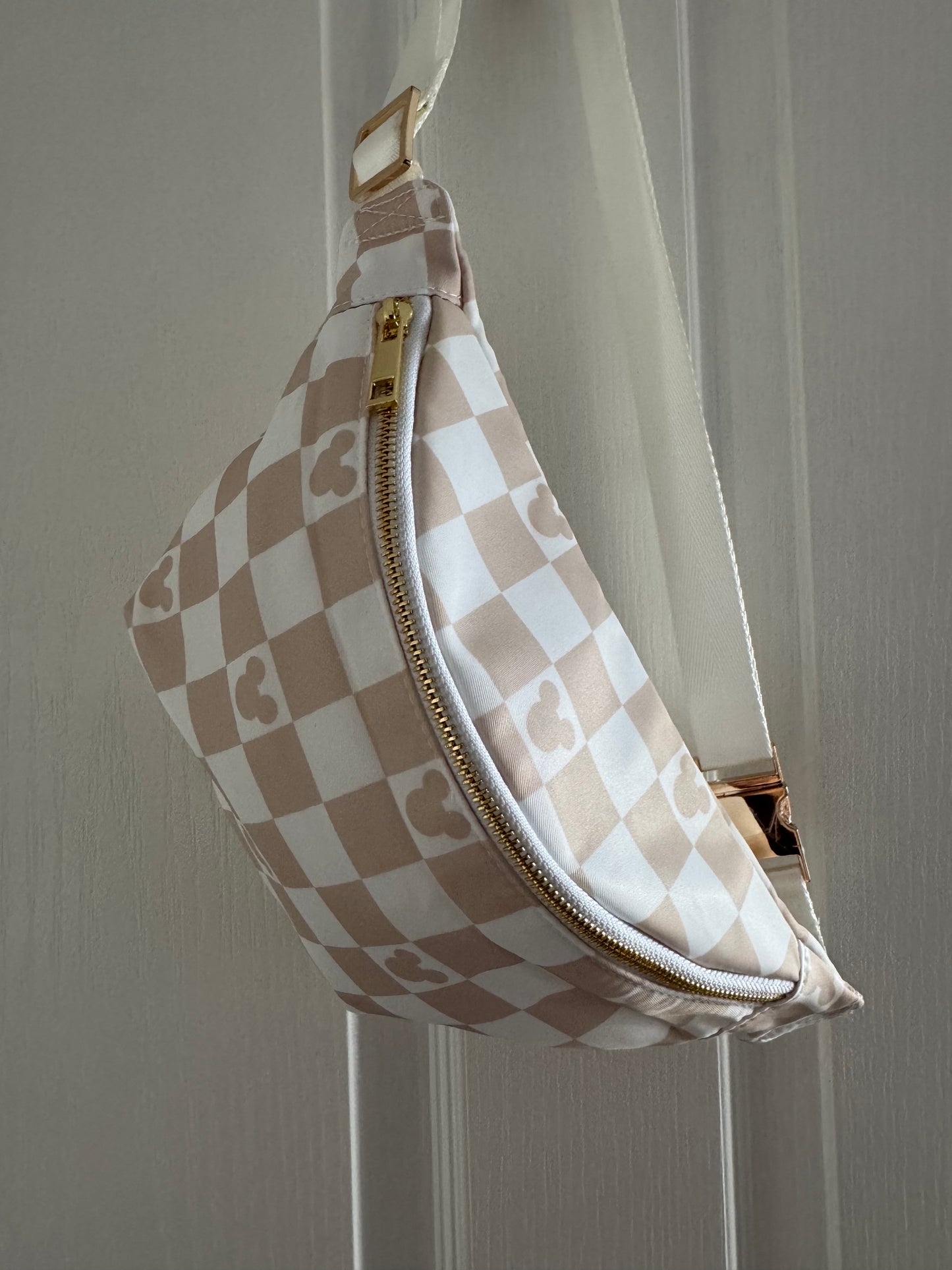 Mickey Mouse Cream Checked Bum Bag / Crossbody Bag