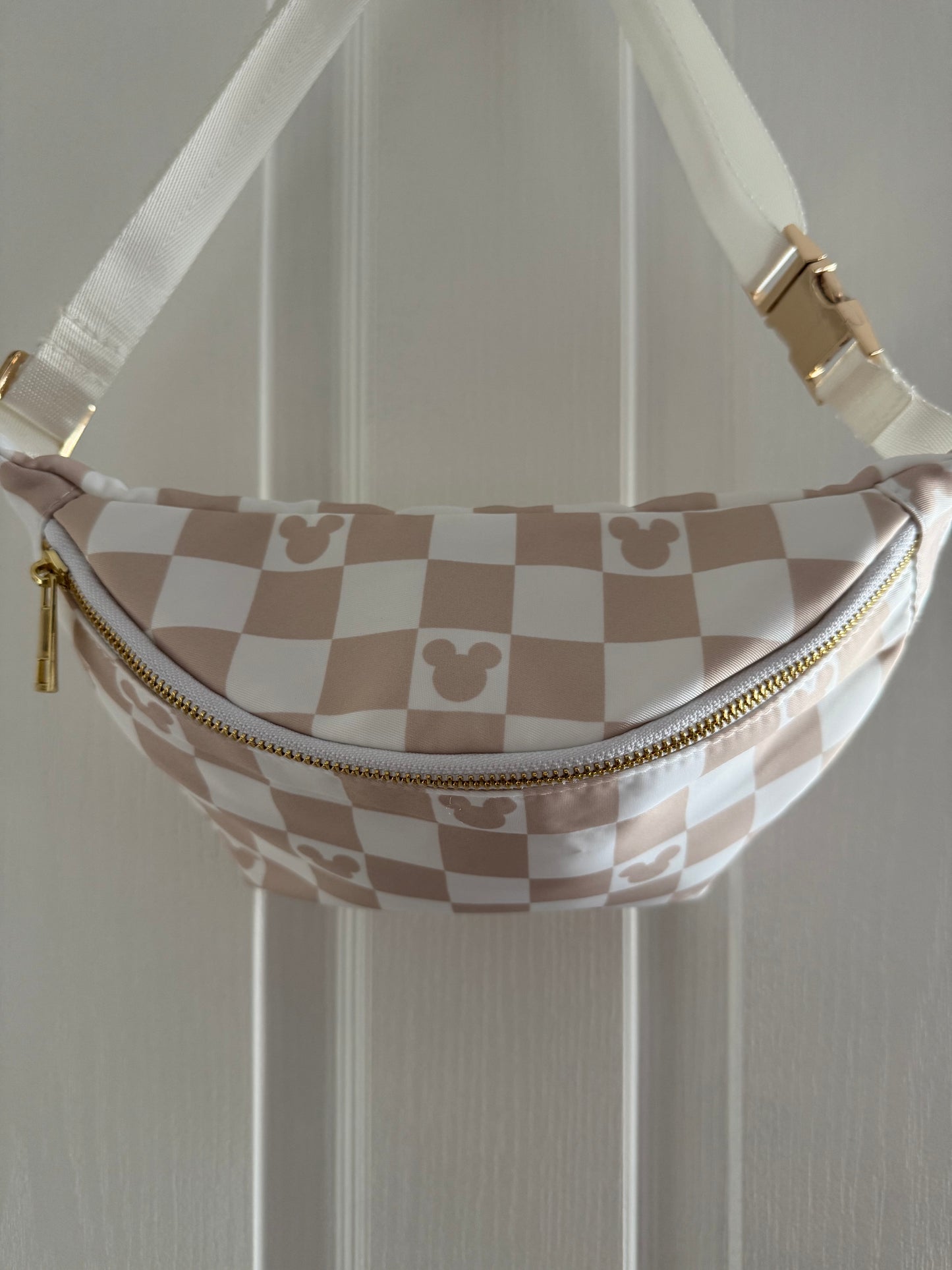 Mickey Mouse Cream Checked Bum Bag / Crossbody Bag