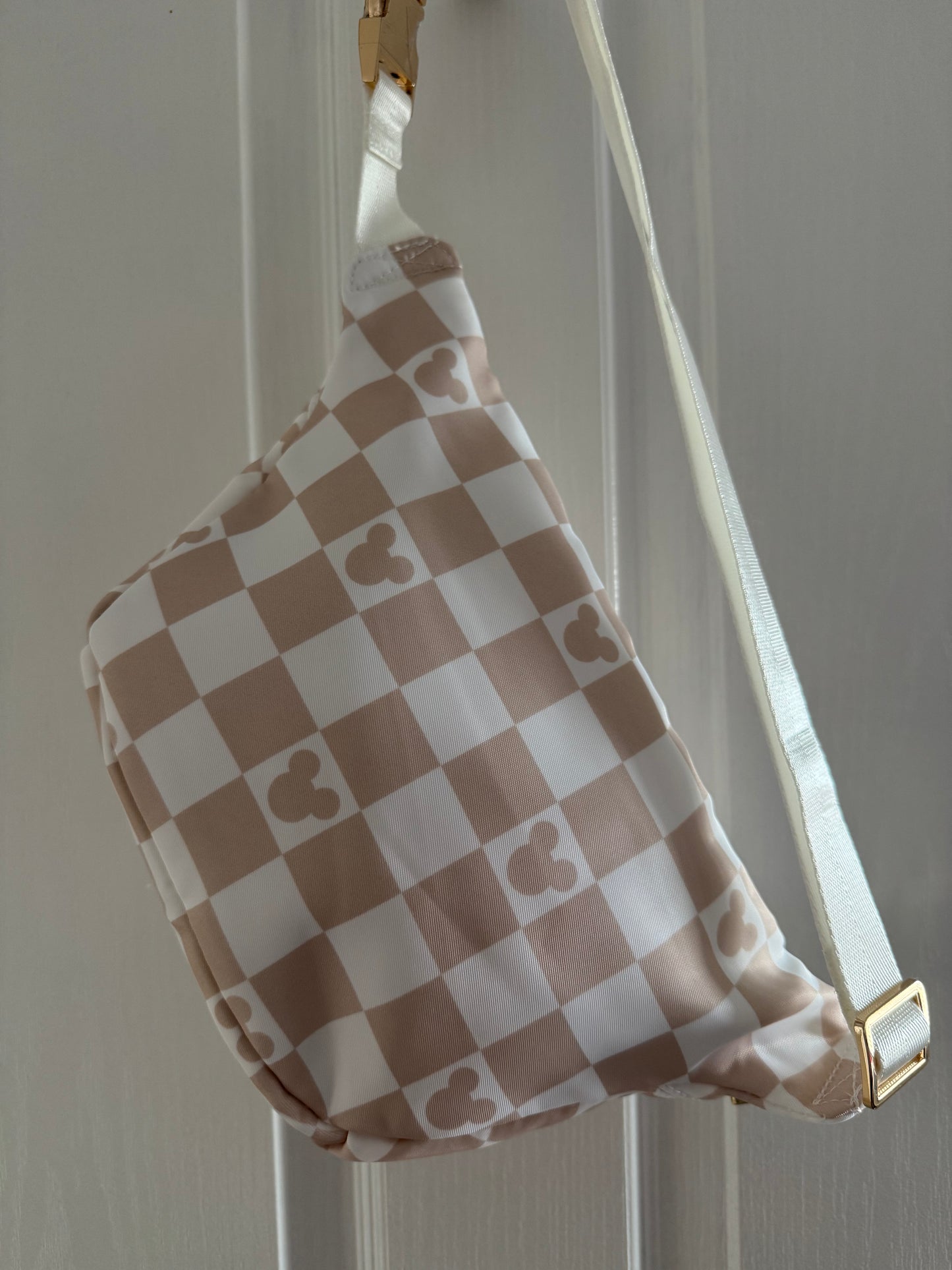 Mickey Mouse Cream Checked Bum Bag / Crossbody Bag