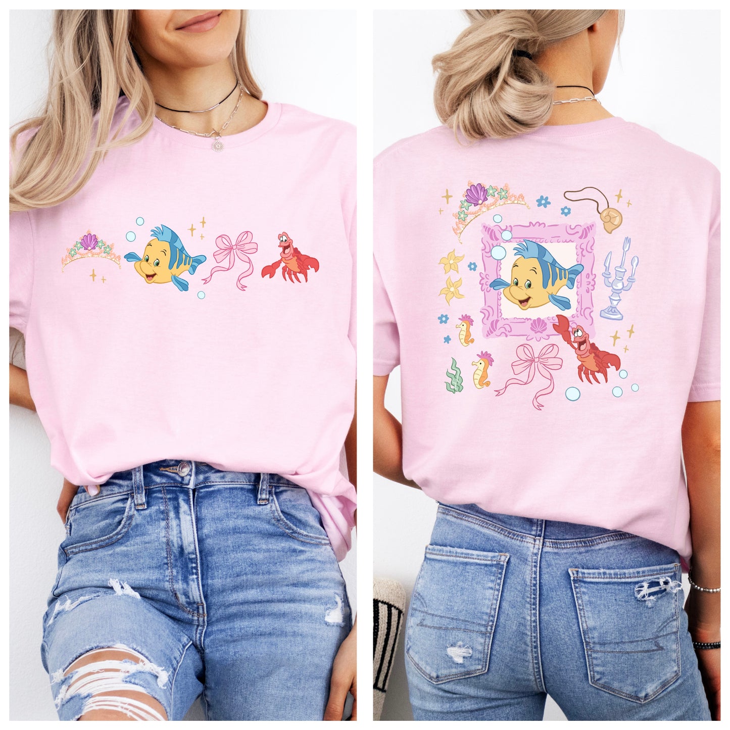 FLOUNDER LITTLE MERMAID DOUBLE SIDED T.SHIRT