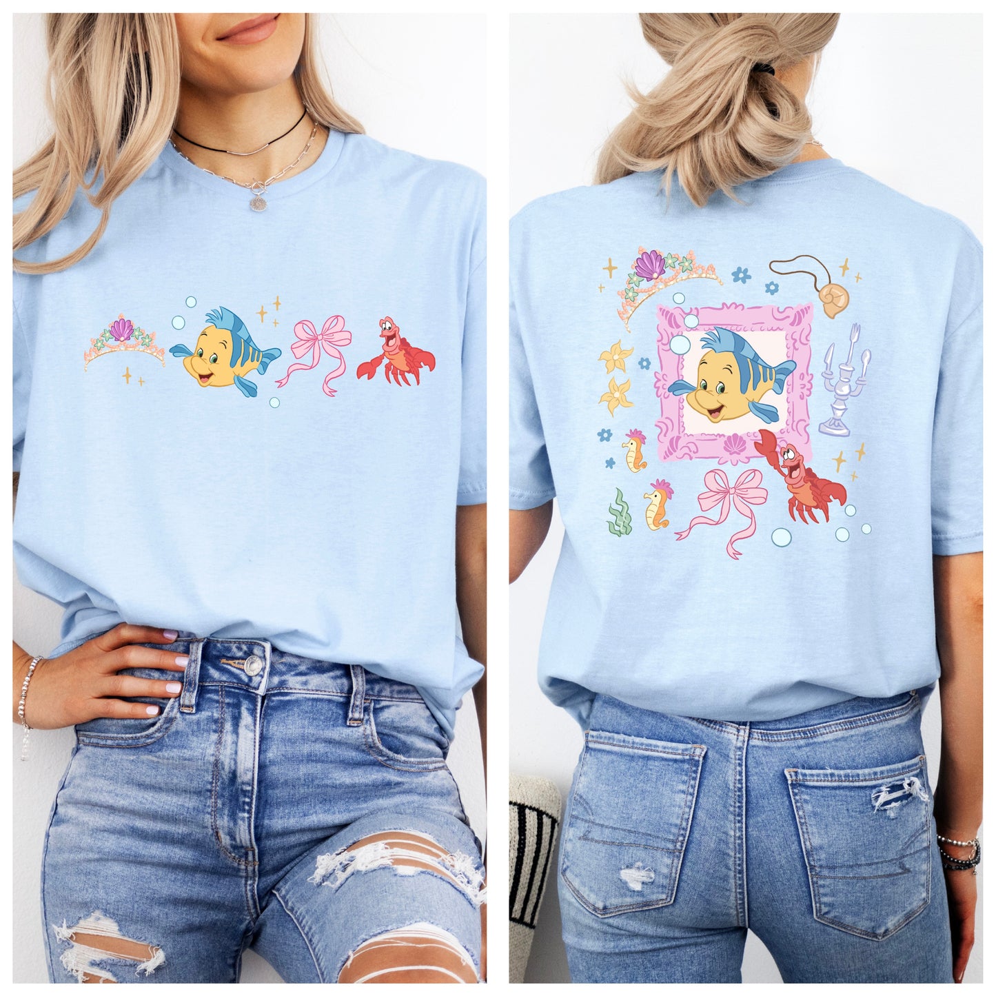 FLOUNDER LITTLE MERMAID DOUBLE SIDED T.SHIRT