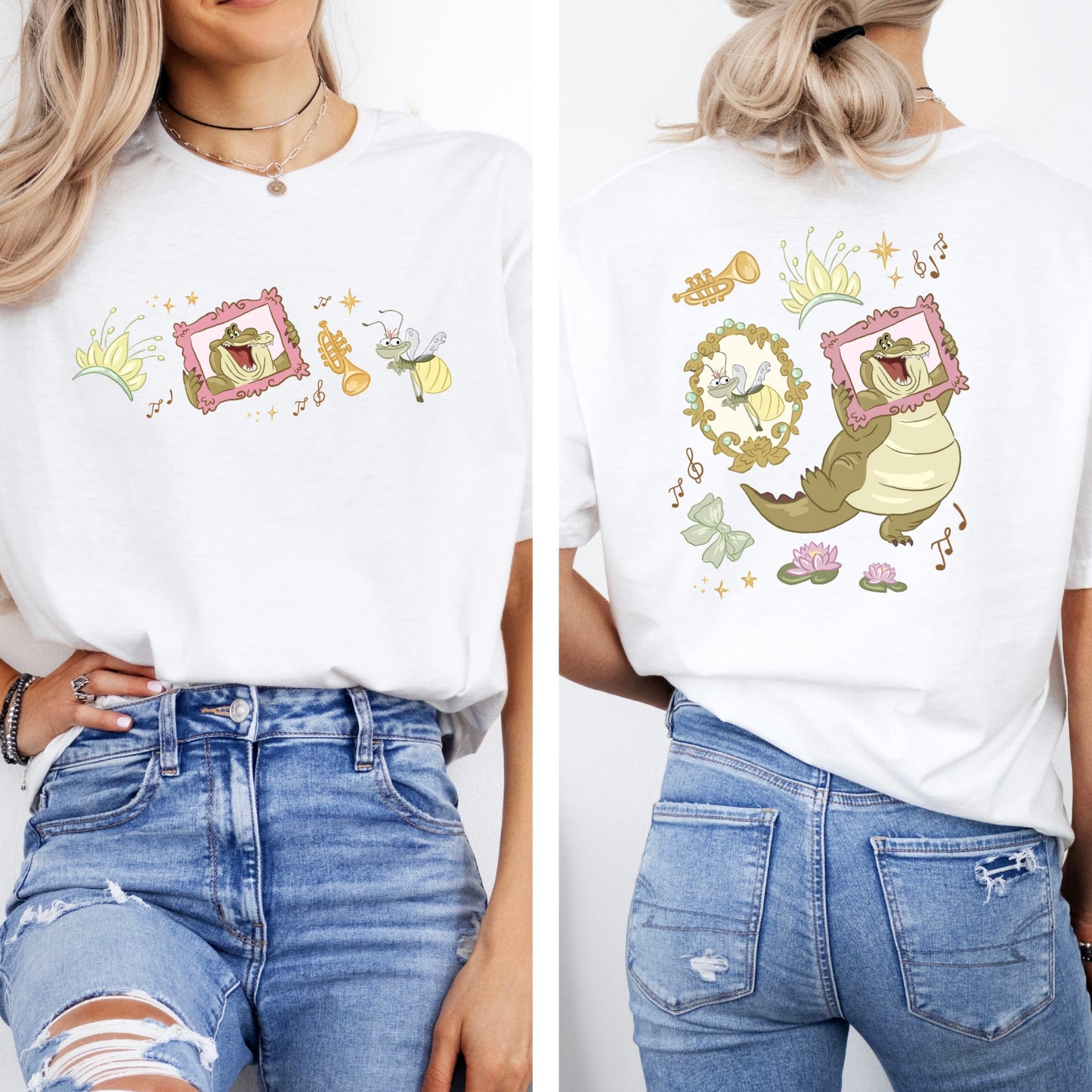 LOUIS TIANA PRINCESS AND THE FROG DOUBLE SIDED T.SHIRT