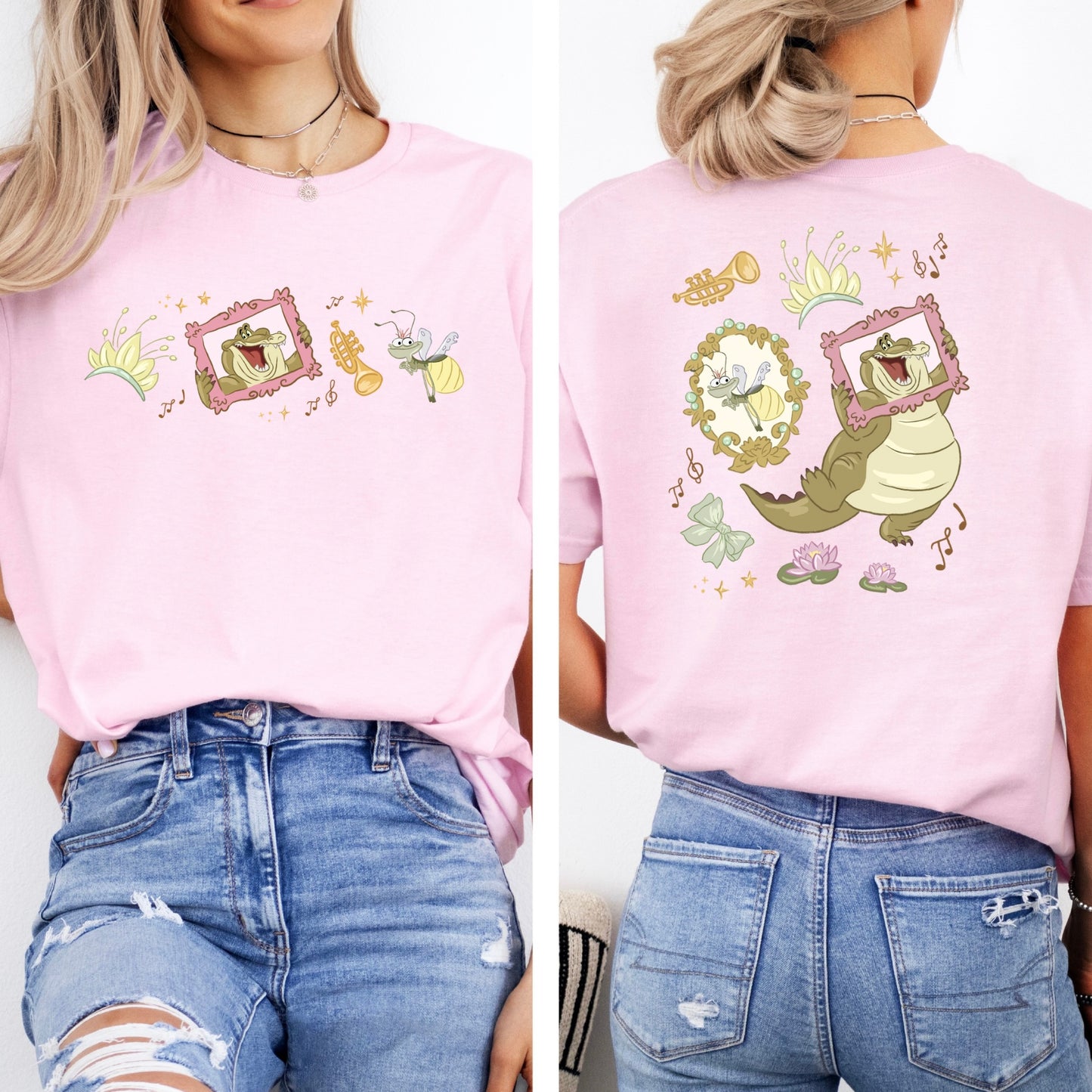 LOUIS TIANA PRINCESS AND THE FROG DOUBLE SIDED T.SHIRT