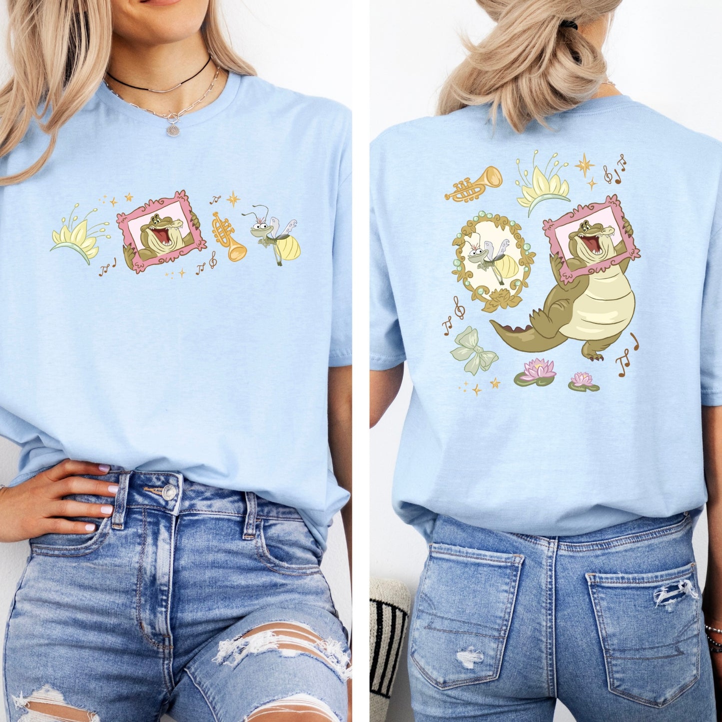 LOUIS TIANA PRINCESS AND THE FROG DOUBLE SIDED T.SHIRT