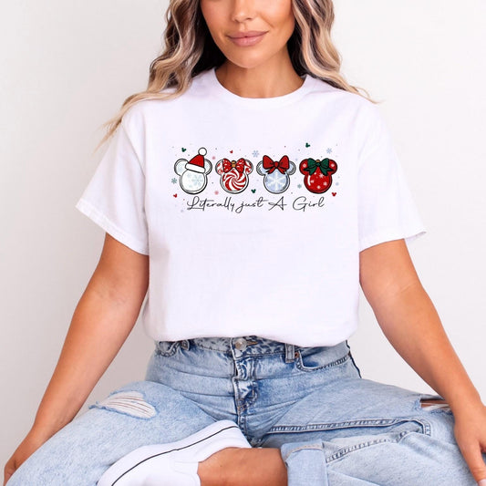 Christmas Minnie Mickey Heads Literally Just a Girl